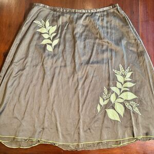 Liz Claiborne Woman Skirt Plus size 16 midi boho hippy style olive green y2k